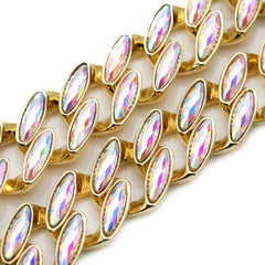 High Fashion Gold Plated AB Cuban Tennis Chains & Cz Lit Emoji Drip Pendant