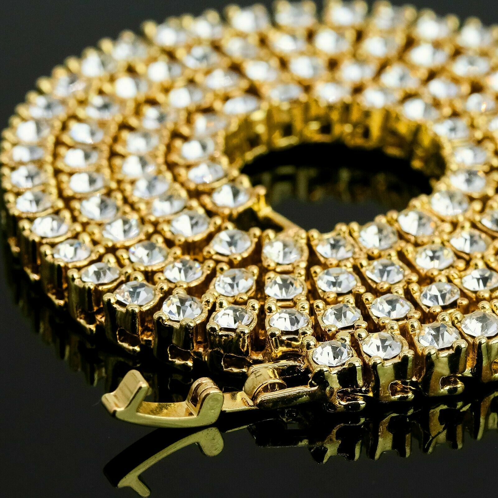 High Fashion Gold Plated AB Cuban Tennis Chains & Cz #8 Ball Pendant