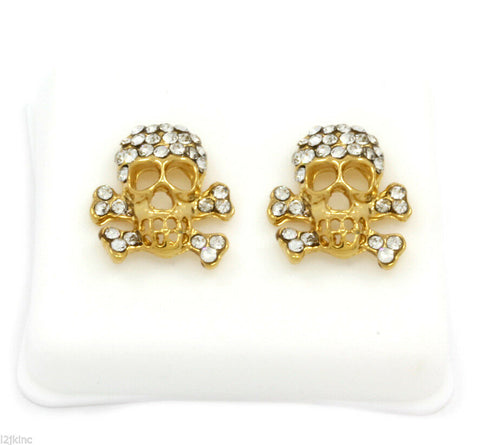 Gold Cz Skull