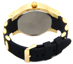 Gold Ice Out Ice KIng Silicone Band Watch