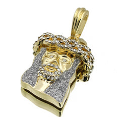 Jesus Stardust Face & King Drip Pendant 20, 24" Cubic-Zirconia Gold Plated