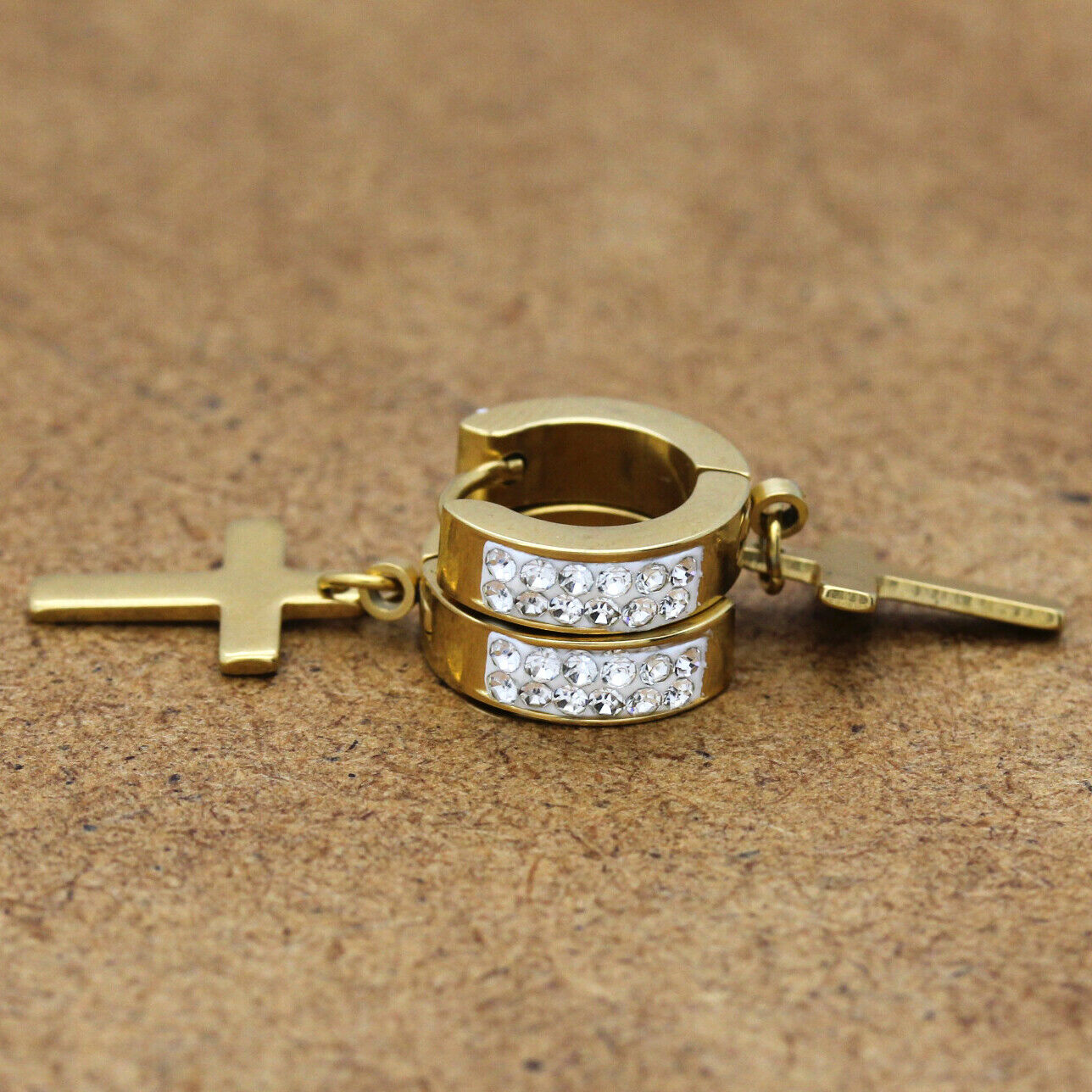 Gold Stainless Steel Cz 2 Row