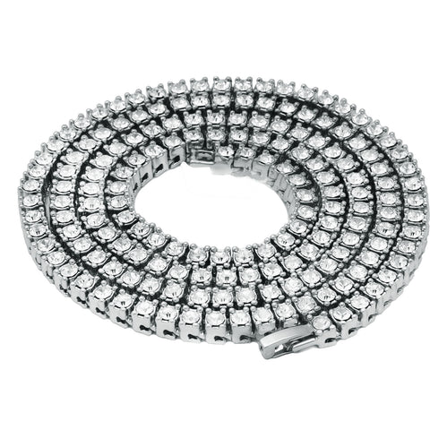 White GOLD TENNIS CHAIN 18" 20" 24" 30"