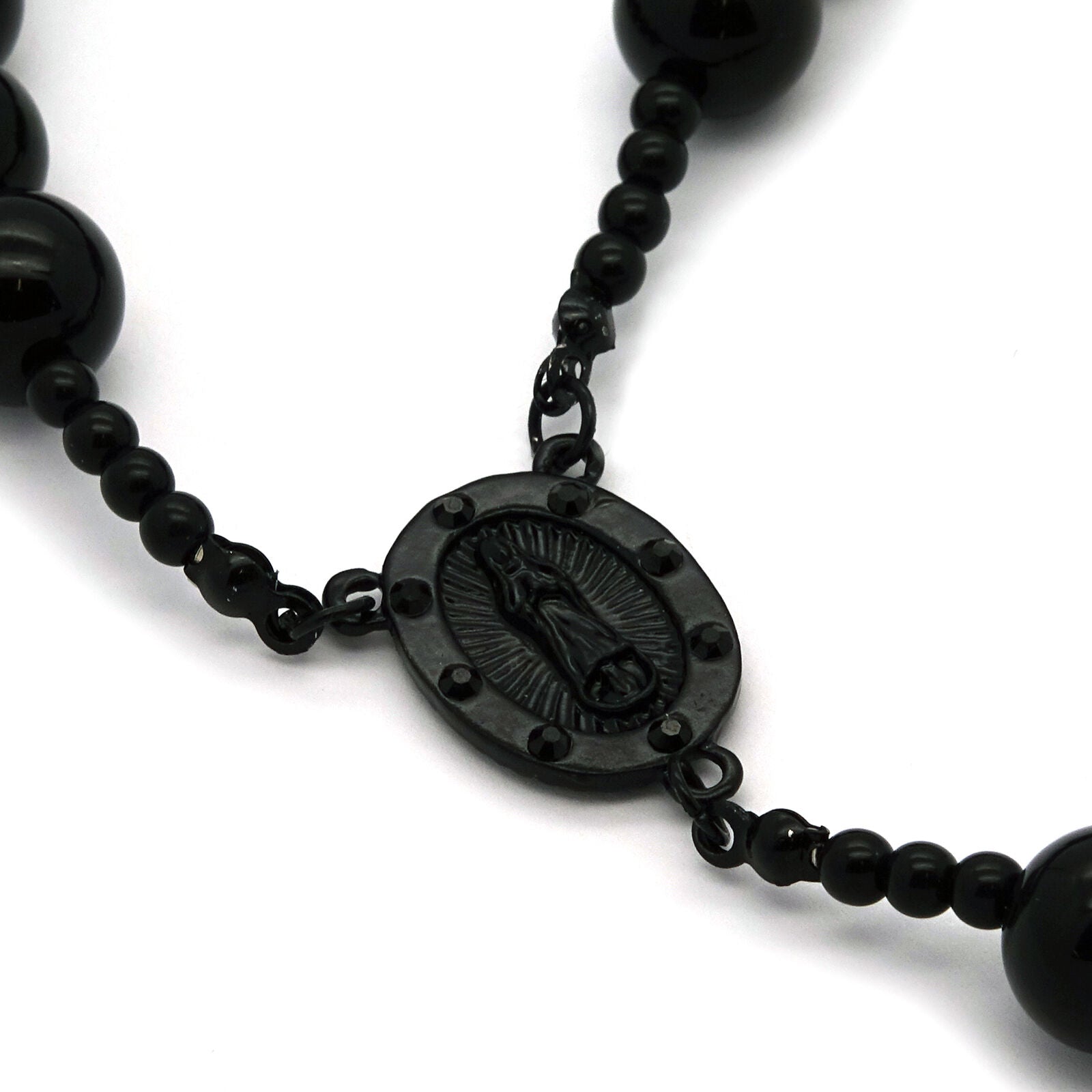 MATTE BLACK 15mm  GUADALUPE ROSARY