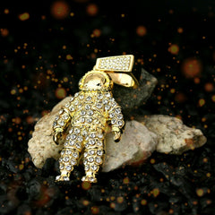 High Fashion Gold Plated AAA Spiky Tennis Chains & Cz Space Man Astronaut Pendant