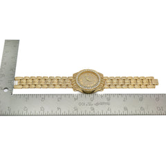 Gold Fully Ice Out Techno Pave Roman Numbers Watch
