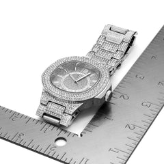 Silver Fully Ice Out Square Watch