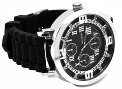 Silver Ice Out TK Black Silicone Band Watch