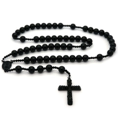 MATTE BLACK 15mm  GUADALUPE ROSARY