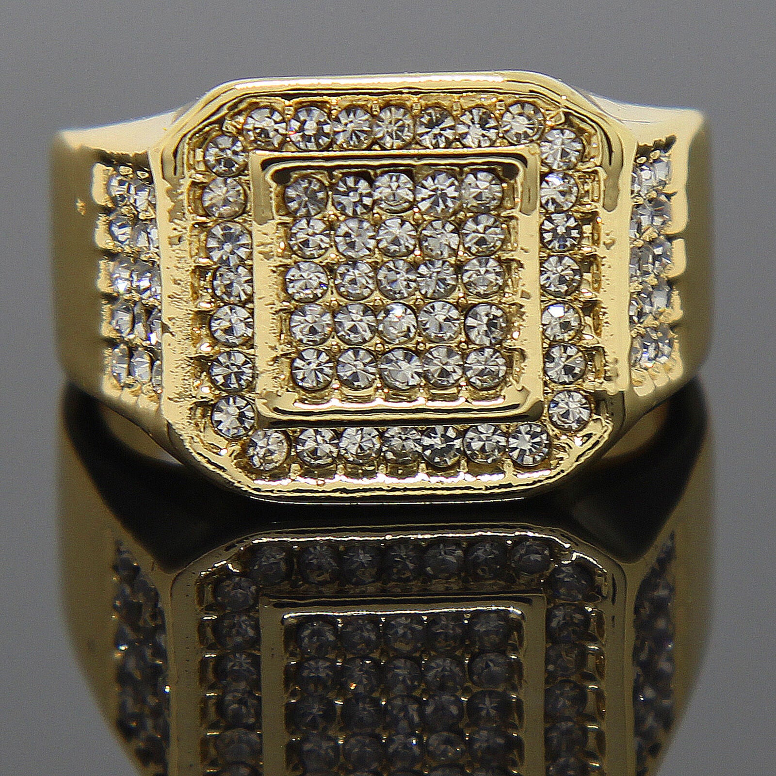 6 Row Rectangle Iced Out 4pcs Ring Set Bundle