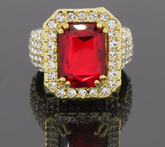 Red Ruby Iced Out 4pcs Ring Set Bundle