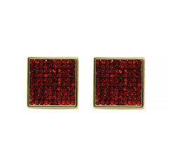 Red Cz Flat Square 10 Row