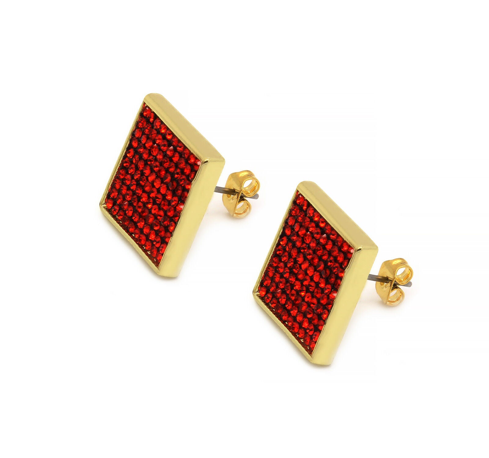 Red Cz Flat Square 10 Row
