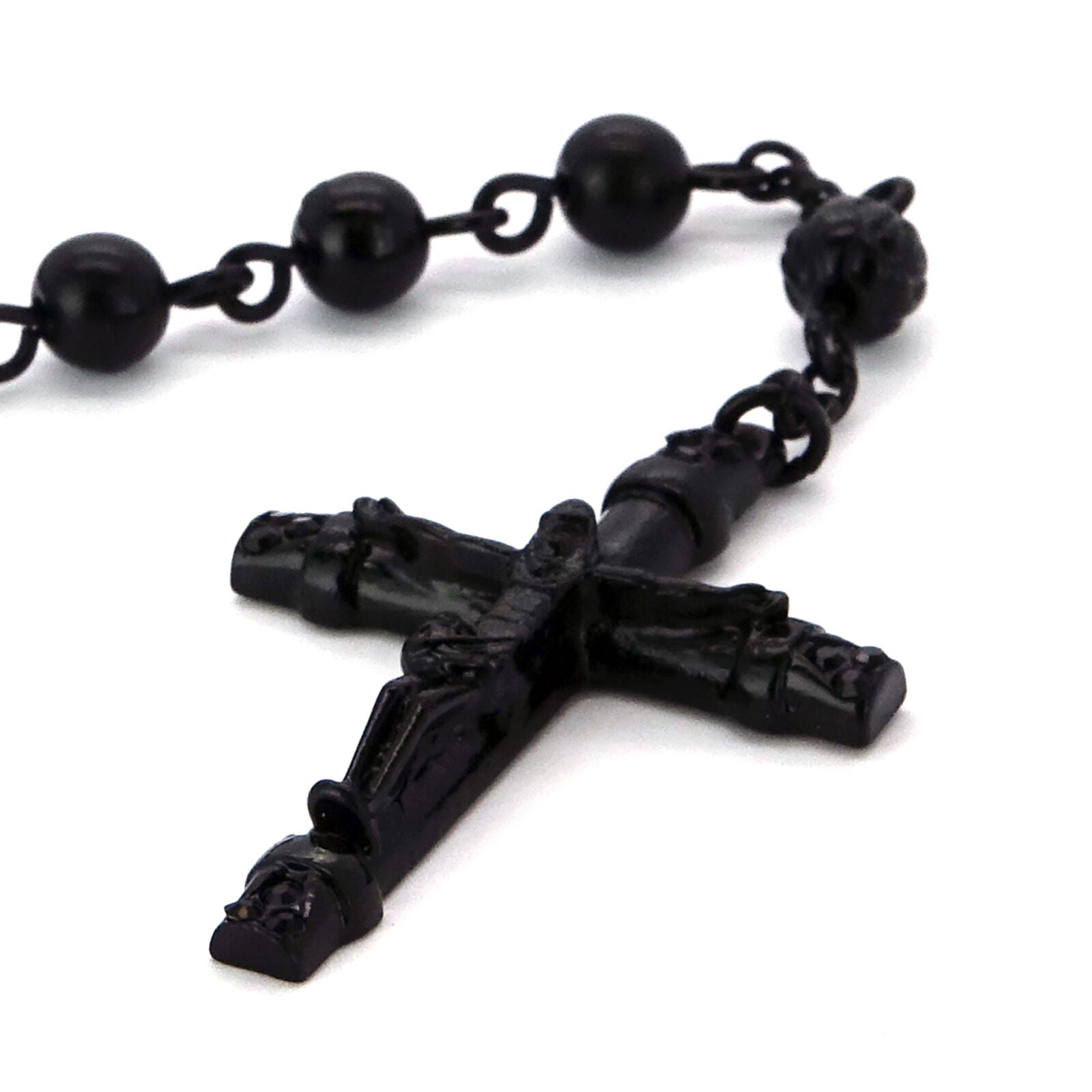 BLACK ROUND GUADALUPE ROSARY