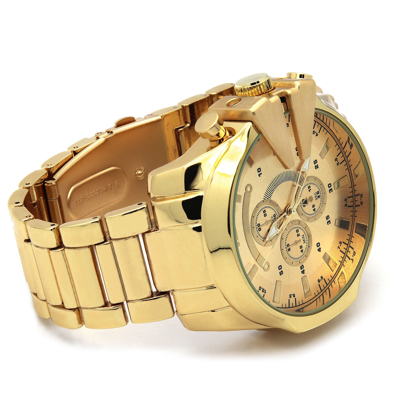Gold Invicta Style Metal Band Watch