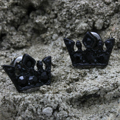 Cz Crown BLACK FILLED EARRINGS