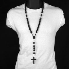 BLACK 15mm  GUADALUPE ROSARY