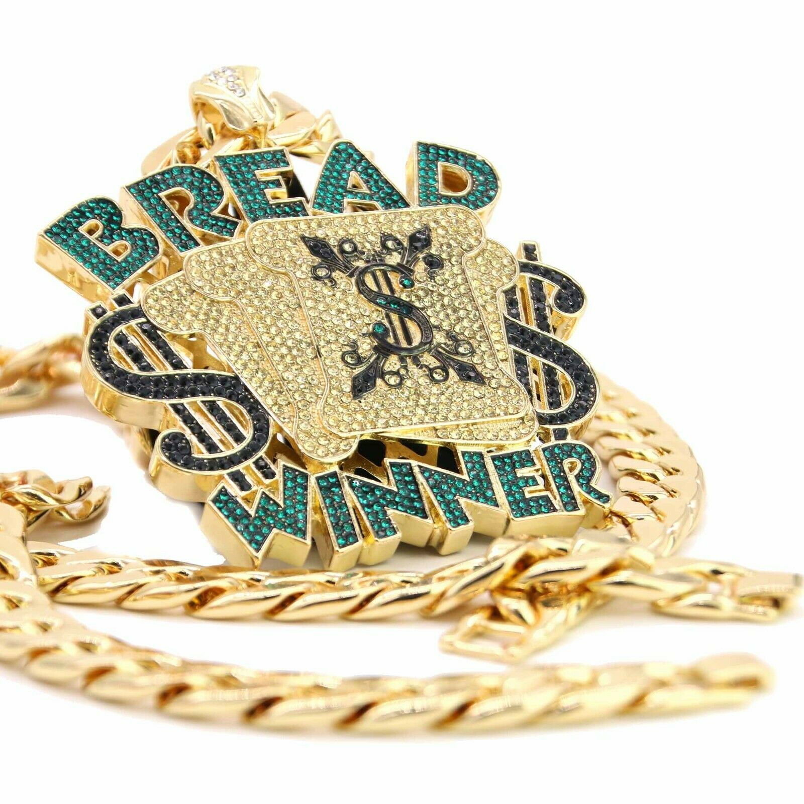 XL Bread Winner Pendant 30" Cuban Chain & Bracelet