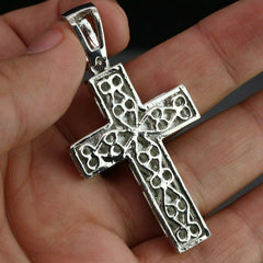 3pc Men's Silver Plated Thick Layer Cross w/ Fully Cz Cuban & Tennis Chain 18"/20"