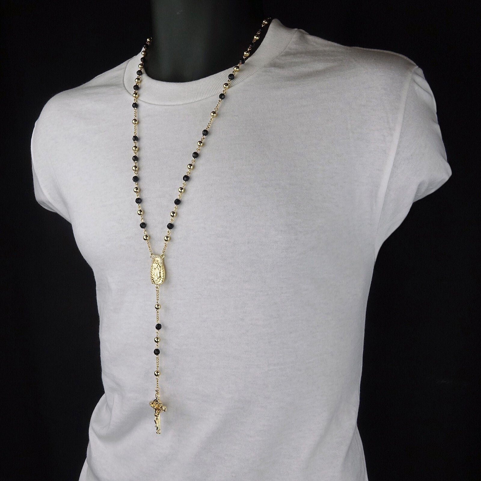 GOLD - BLACK GUADALUPE ROSARY