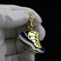 23 & Midnight Blue Shoe Pendant Men's Gold Plated 24 Rope Chain Hip-Hop Necklace