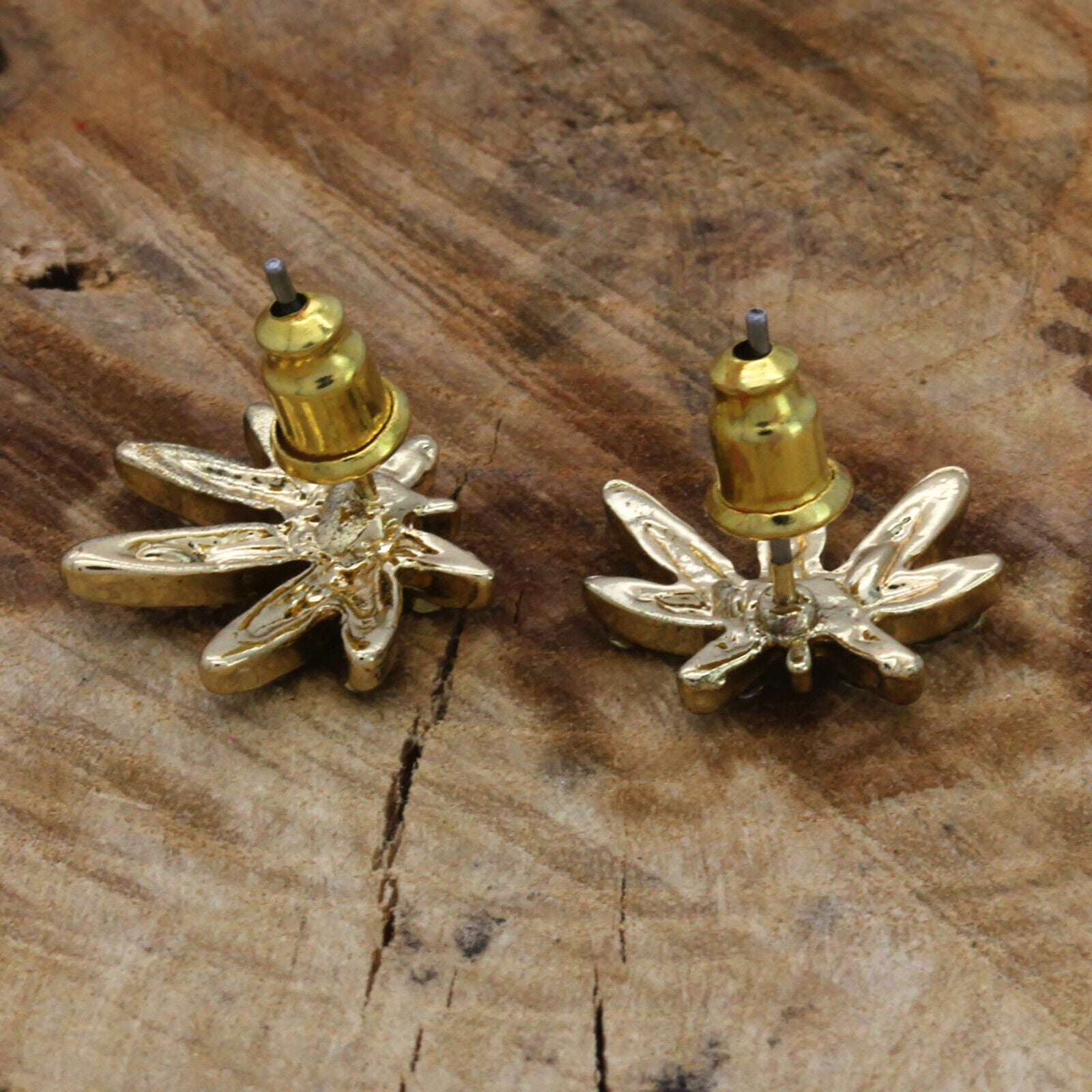 Cz Marijuana GOLD FILLED EARRINGS