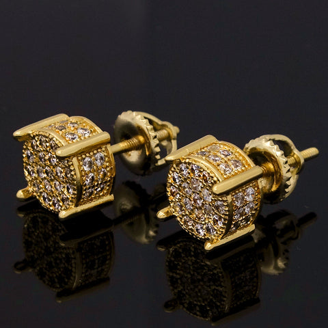 Screw Back Gold Tone Cz Micro Pave