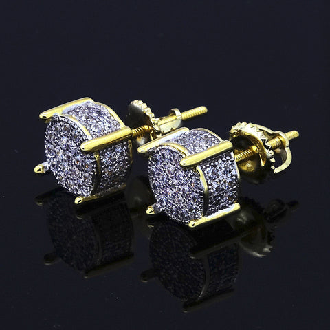 Screw Back Cz Two Tone Micro Pave