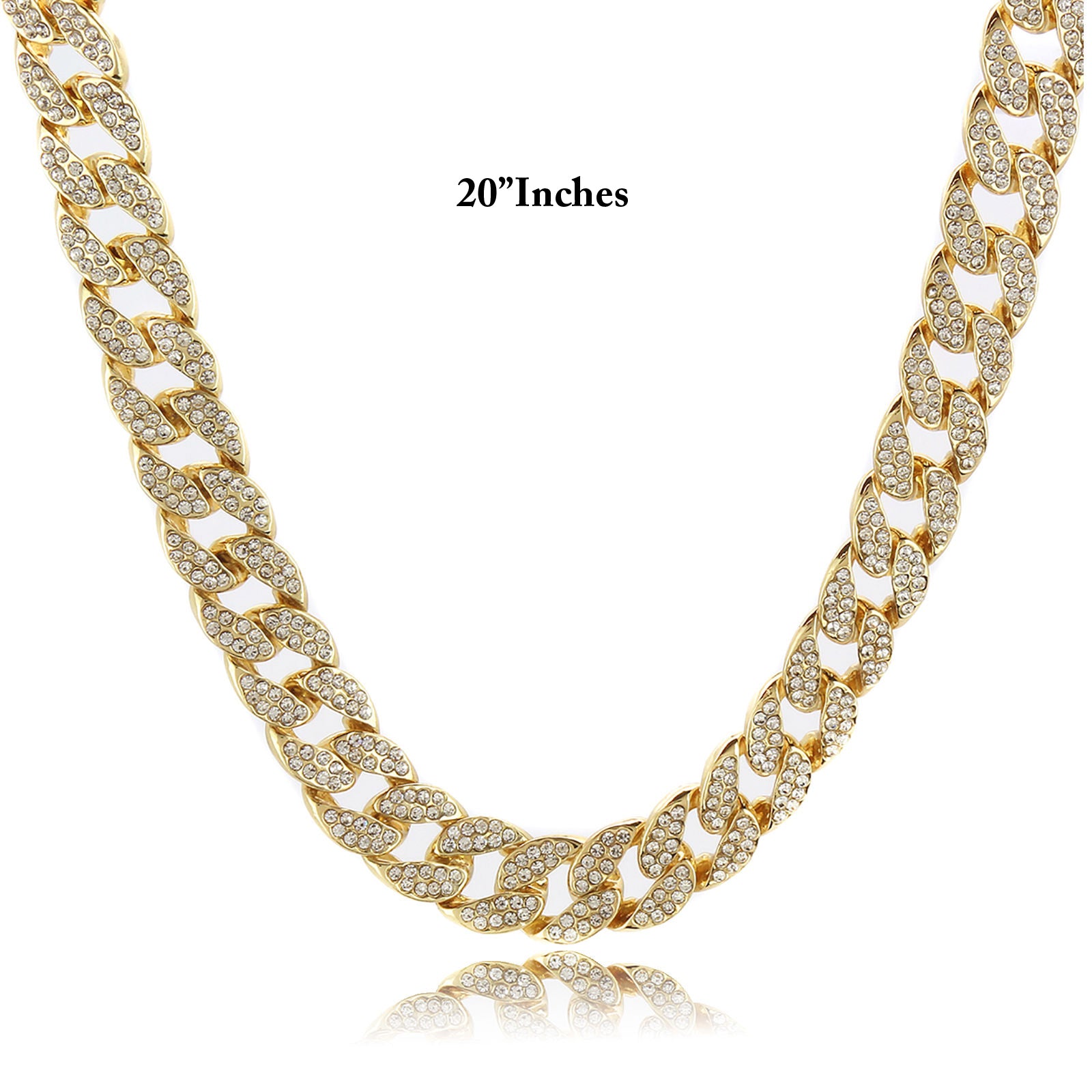 Real Gold Filled Cuban FULLY Cz Chain Necklace 15mm 20" Inches