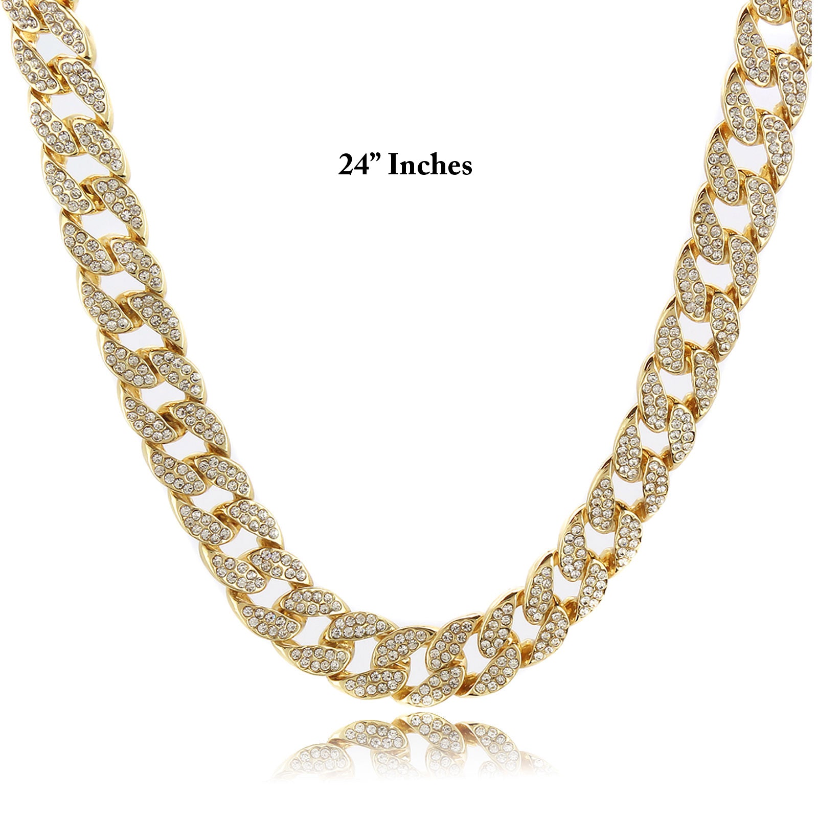 Real Gold Filled Cuban FULLY Cz Chain Necklace 15mm 24" Inches