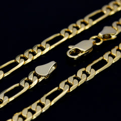 Jesus Crucifix & King Drip Pendant 20, 24" Cubic-Zirconia Gold Plated Figaro Chain