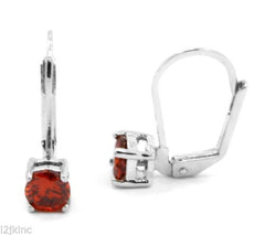 Silver Cz French Hook Drop Red Ruby